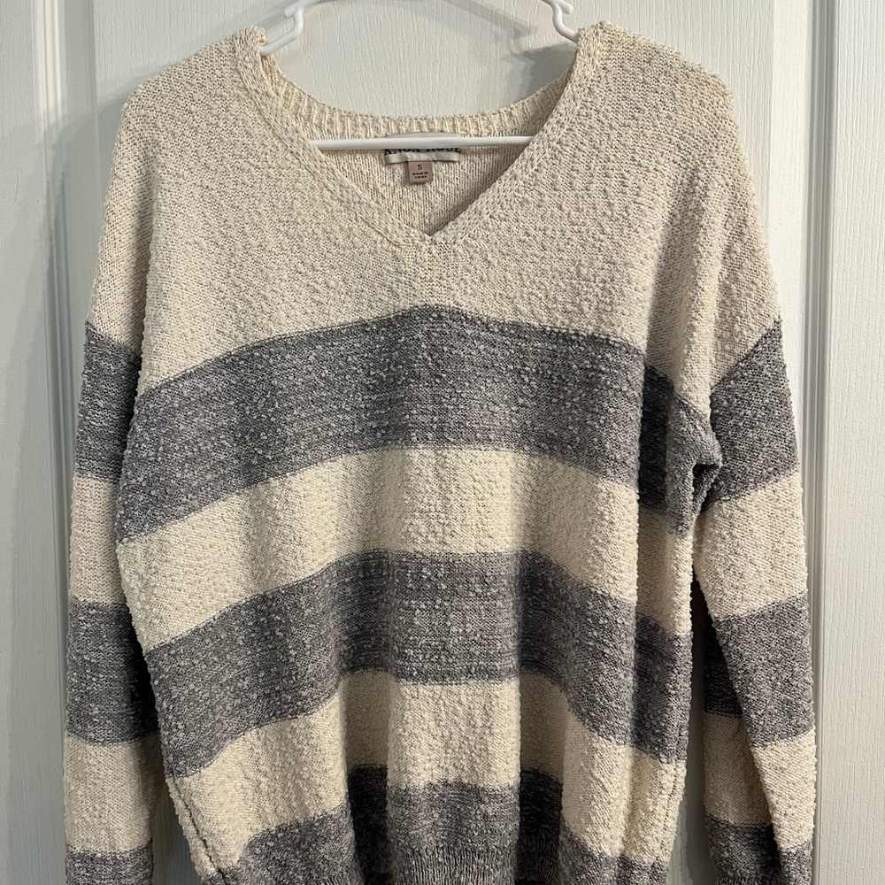 Knox Rose Cream and Gray Striped Sweater